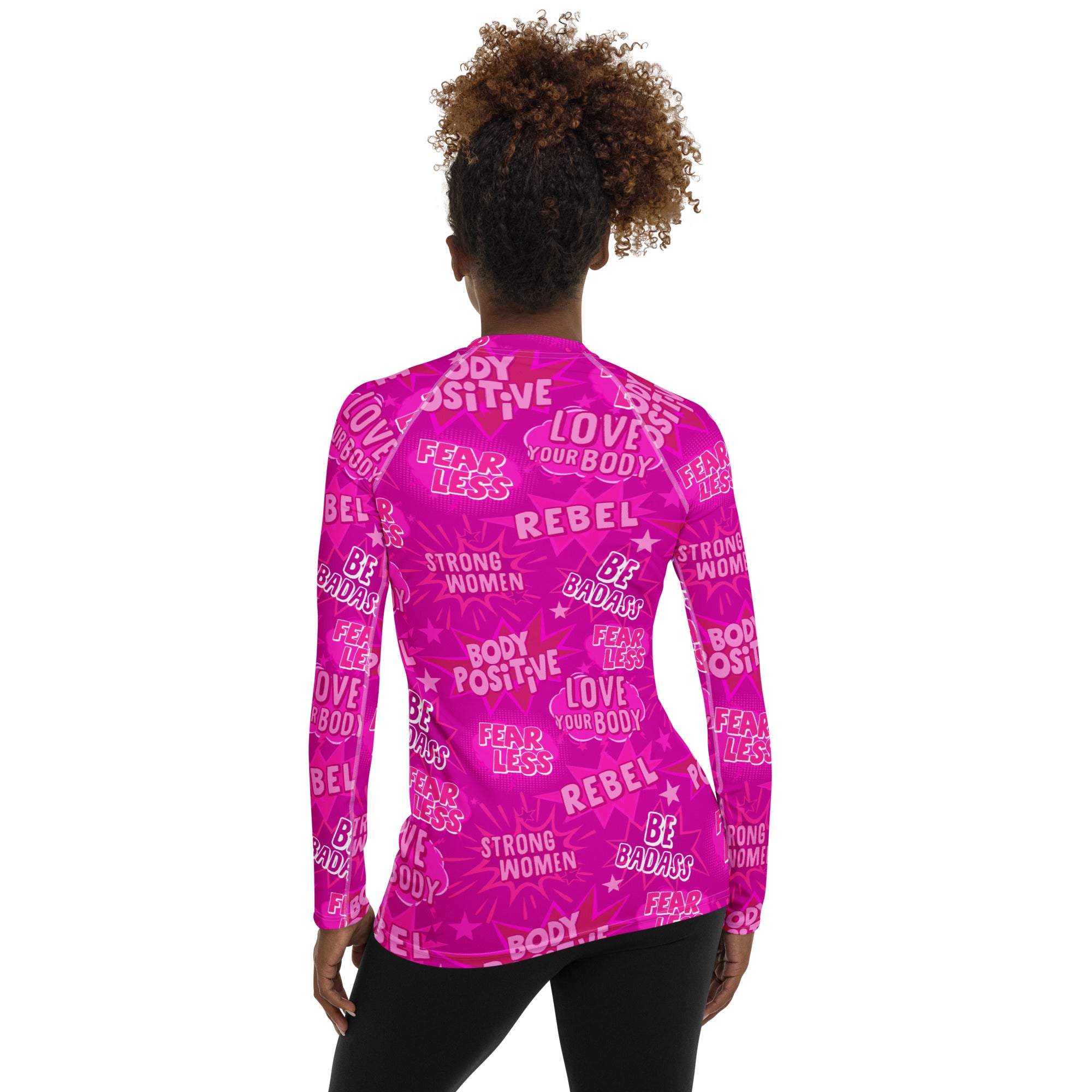 Body Positivity Performance Rash Guard in Hot Pink UPF 50+